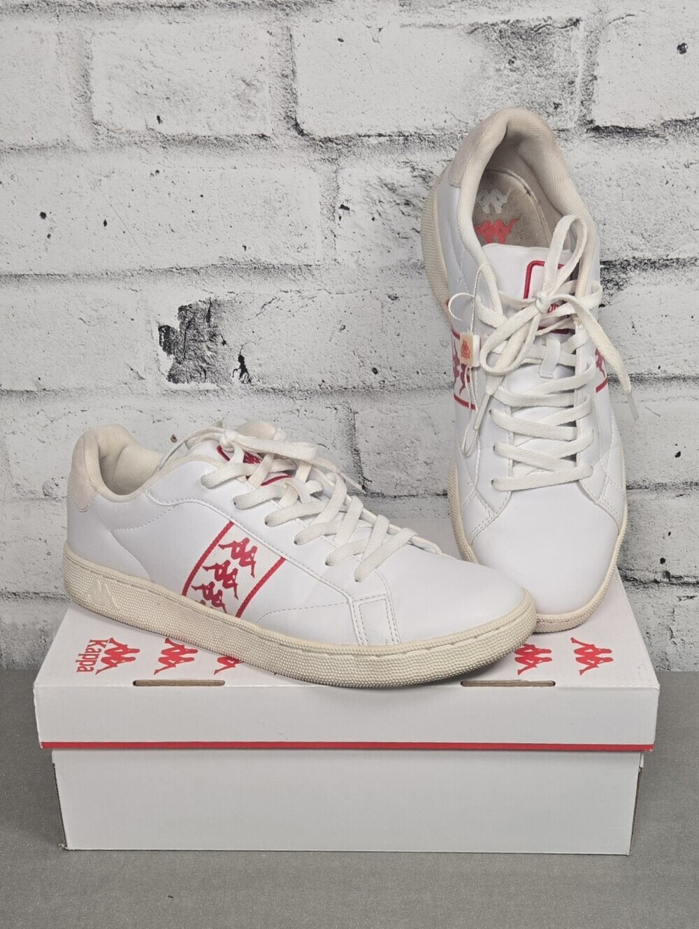 Kappa White Red Logo Sneakers Low Top Casual Shoes Men’s Size 10